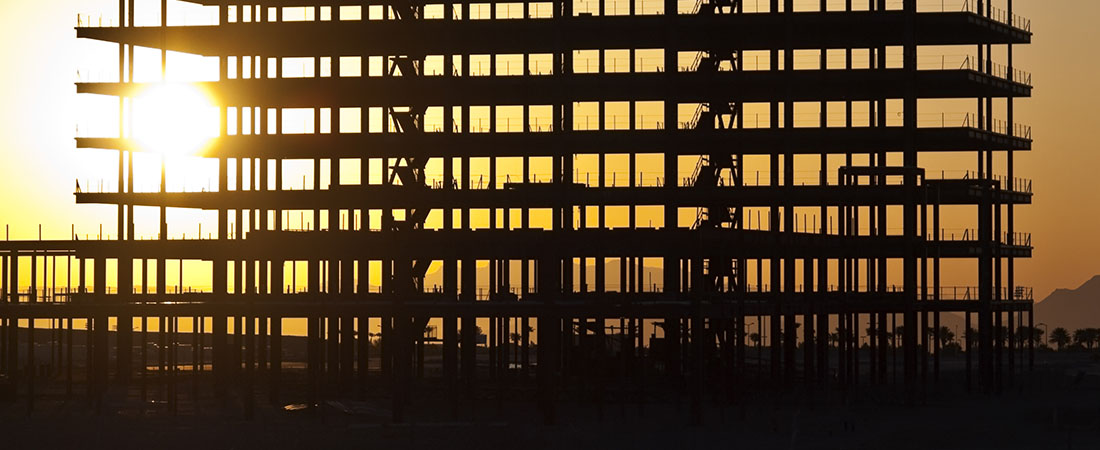 Steel structure with sunset